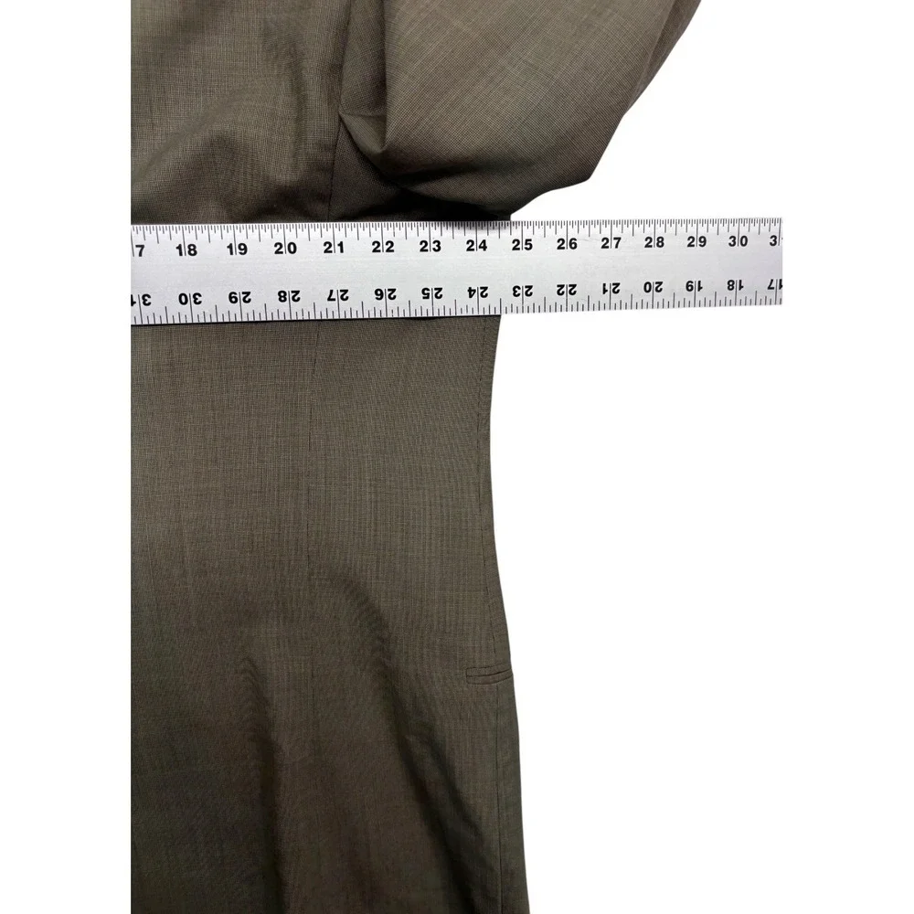 vtg 90s Donna Karan 48L 42x32 Taupe 2pc Pant Suit Italy Made Wool Pleated Cuff